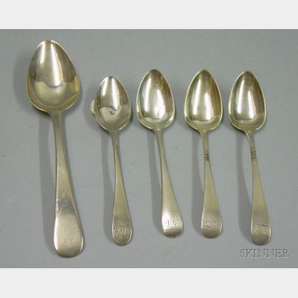 Five George III Silver Spoons
