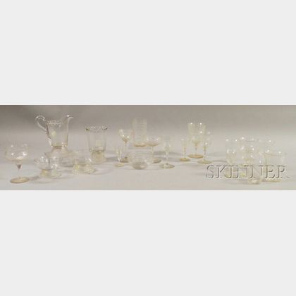 Approximately 112 Colorless Glass Stemware and Tableware Items