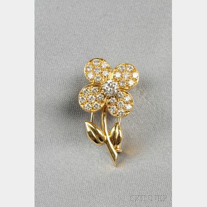 18kt Gold and Diamond Flower Clip Brooch, Van Cleef & Arpels