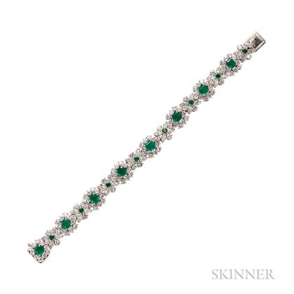 Platinum, Emerald, and Diamond Bracelet, Oscar Heyman