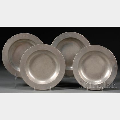 Four Pewter Deep Dishes