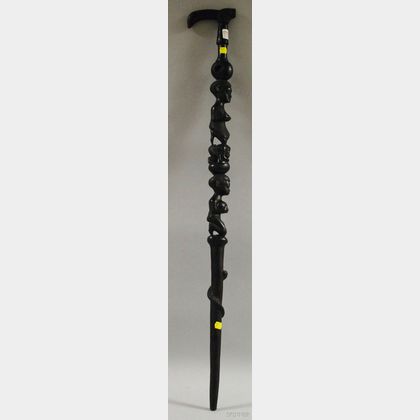 Carved African Figural Ebony Cane