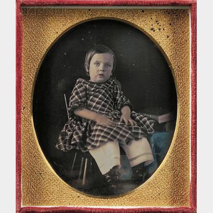 American School, 19th Century Sixth-plate Daguerreotype of a Seated Child