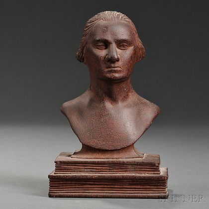 Small Carved Mahogany Bust of George Washington