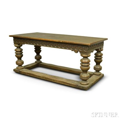 Paine Furniture Renaissance-style Carved Oak Library Table