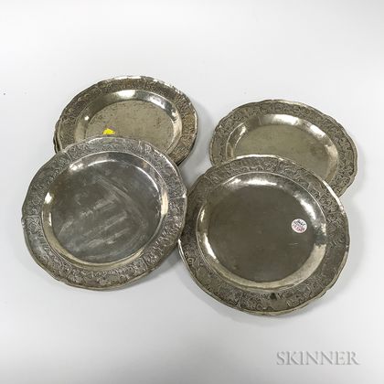 Set of Six South American Silver Plates