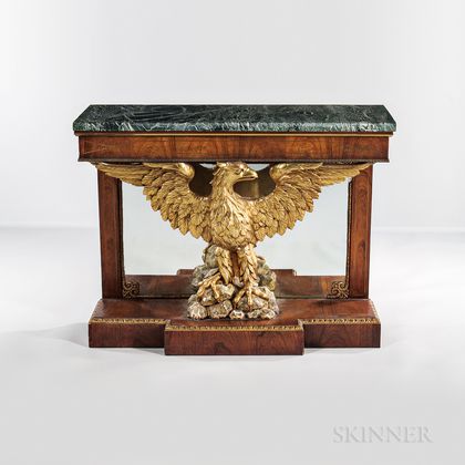 Empire-style Verde Antique-top Pier Table with Eagle