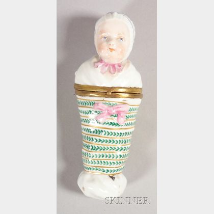 Continental Porcelain Baby-form Snuff Box