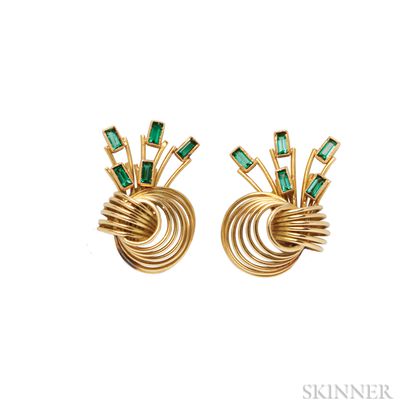 18kt Gold and Green Tourmaline Earclips