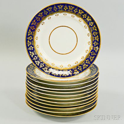 Set of Twelve Chamberlains Worcester Regent Porcelain Salad Plates