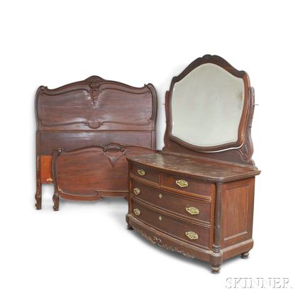 Rococo Revival Carved Walnut Mirrored Dressing Table and Bed. Estimate $200-300