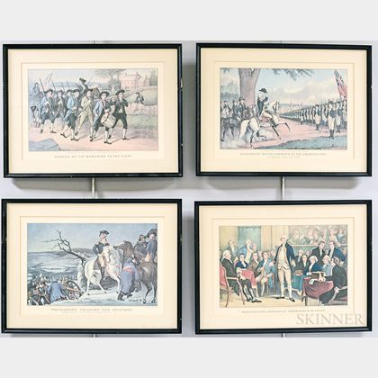Twelve Framed Currier & Ives Restrike Lithographs of Revolutionary War Subjects