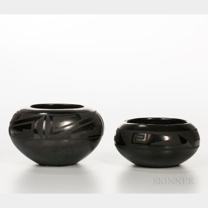 Two San Ildefonso Black-on-black Vessels