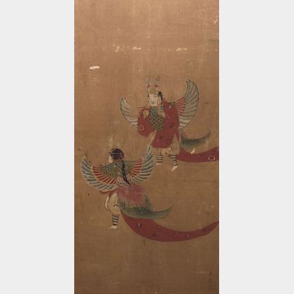 Japanese Hanging Scroll or Screen Panel. 