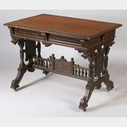 Aesthetic Movement Carved Mahogany Center Table