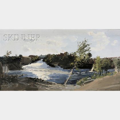 Rackstraw Downes (American, b. 1939) Kennebec River Bend at Skowhegan