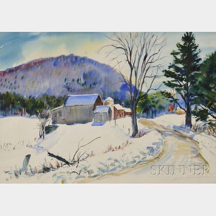 Charles Peter Demetropoulos (American, 1912-1976) Winter Farm in New England