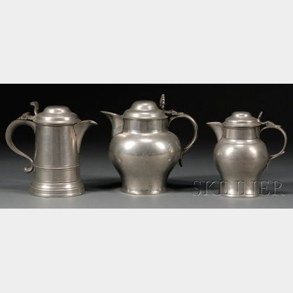 Two Pewter Pitchers and a Flagon