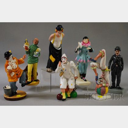 Seven Royal Doulton Porcelain Figures and Figural Groups