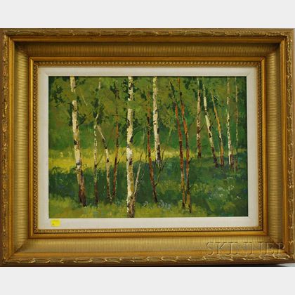 Attributed to Mark Kremer (Russian, b. 1928) Birch Trees in Summer