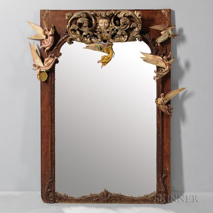 Louis XV-style Overmantel Mirror with Angel Ornaments