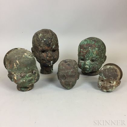 Five Metal Doll's Head Molds