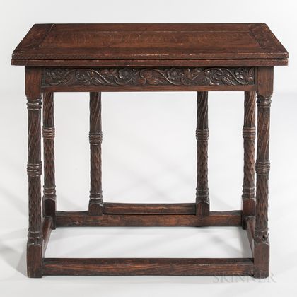 Renaissance-style Oak Card Table