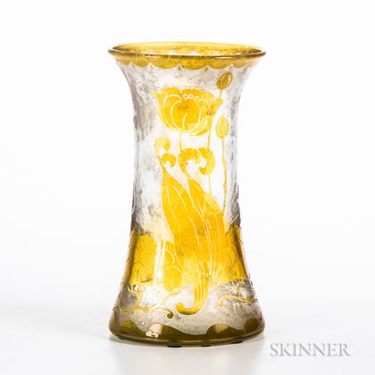 Albert Parlow for Handel Floral Cameo Glass Vase
