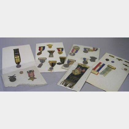 Group of Veteran and Fraternal Order Medals, Badges, Pins, and Tie Tacks
