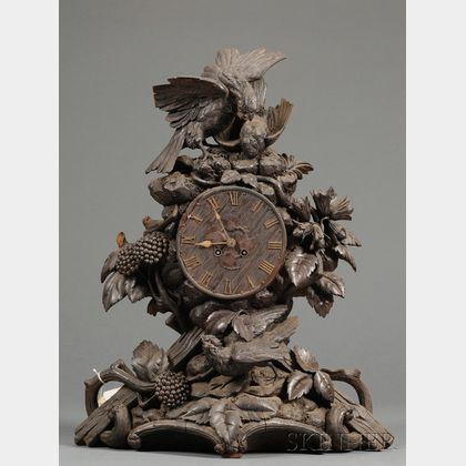 Carved Black Forest Mantel Clock