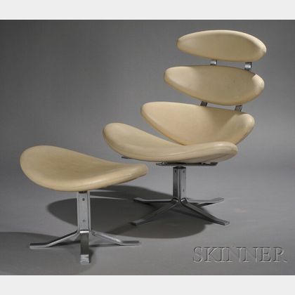 Poul Volther (1923-2001) Corona Chair and Footstool