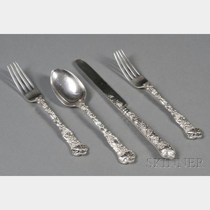 Victorian Silver Grapevine-patterned Flatware Dessert Service for Eight