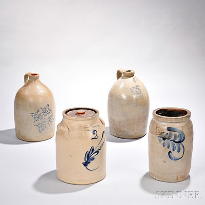 Two Stoneware Jars and Two Stoneware Jugs