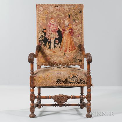 Continental Renaissance Revival Needlework-covered Chair