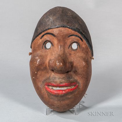 Polychrome Carved Wood Face Mask