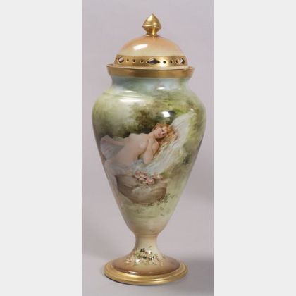 Limoges Porcelain Handpainted Potpourri Vase and Cover