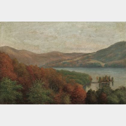 Edward Stieglitz (American, 1833-1909) Autumn Landscape, Probably Lake George, New York