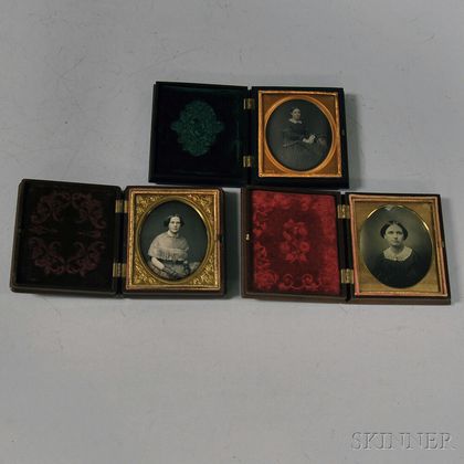 Three Sixth-plate Daguerreotype Portraits of Young Ladies