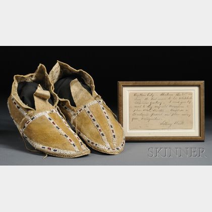Pair of Cheyenne Beaded Hide Moccasins with Sitting Bull Attribution