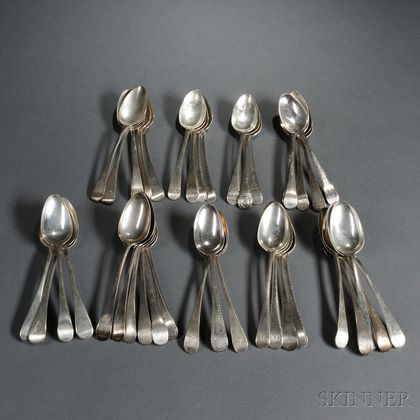 Assembled Group of Thirty-six Georgian Sterling Silver Tablespoons