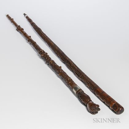 Two Carved Folk Art Canes