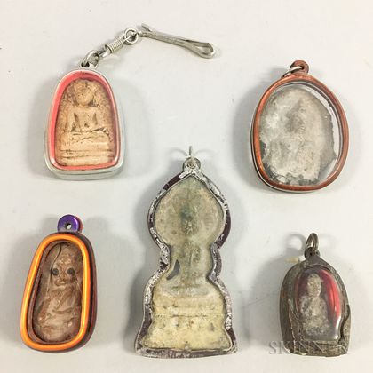 Five Small Thai Buddhist Charms