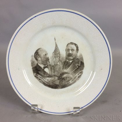 James Garfield and Chester A. Arthur Transfer-decorated Ironstone Plate