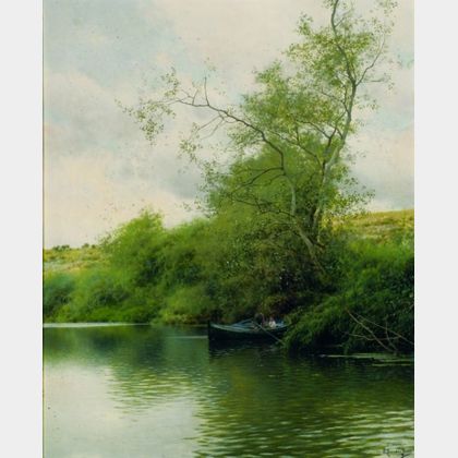 Emilio Sanchez-Perrier (Spanish, 1855-1907) In the Rowboat