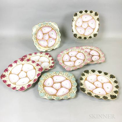 Set of Eight Ceramic Oyster Plates