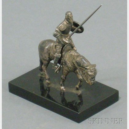 Small Silvered Metal Figure of Don Quixote