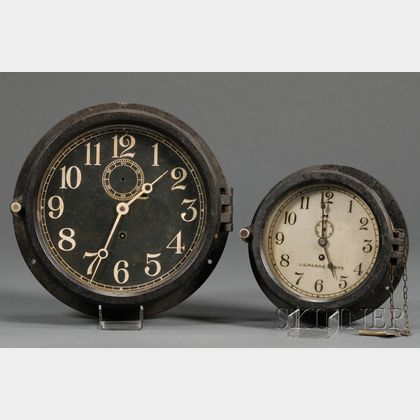 Two Bakelite Cased Military "Engine Room" Clocks by Chelsea