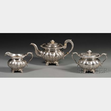 Chinese Export Silver Three-piece Tea Set