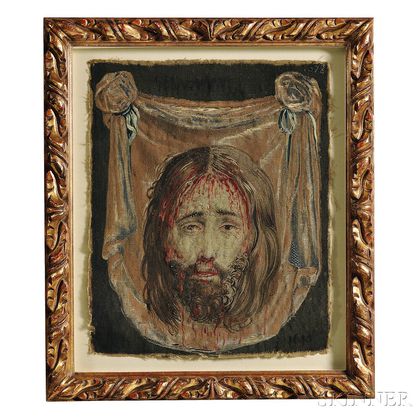 Framed Needlework of Head of Christ