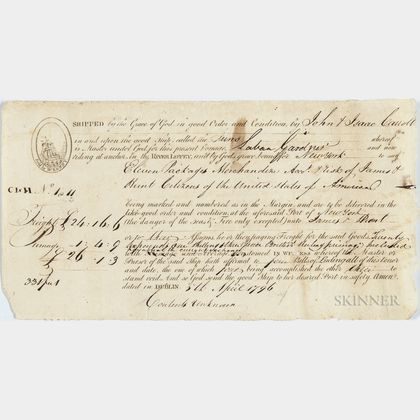 Bill of Lading for the Slave Ship Juno